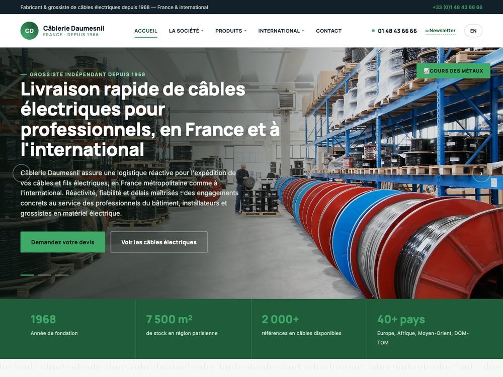 Aperçu du site Câblerie Daumesnil